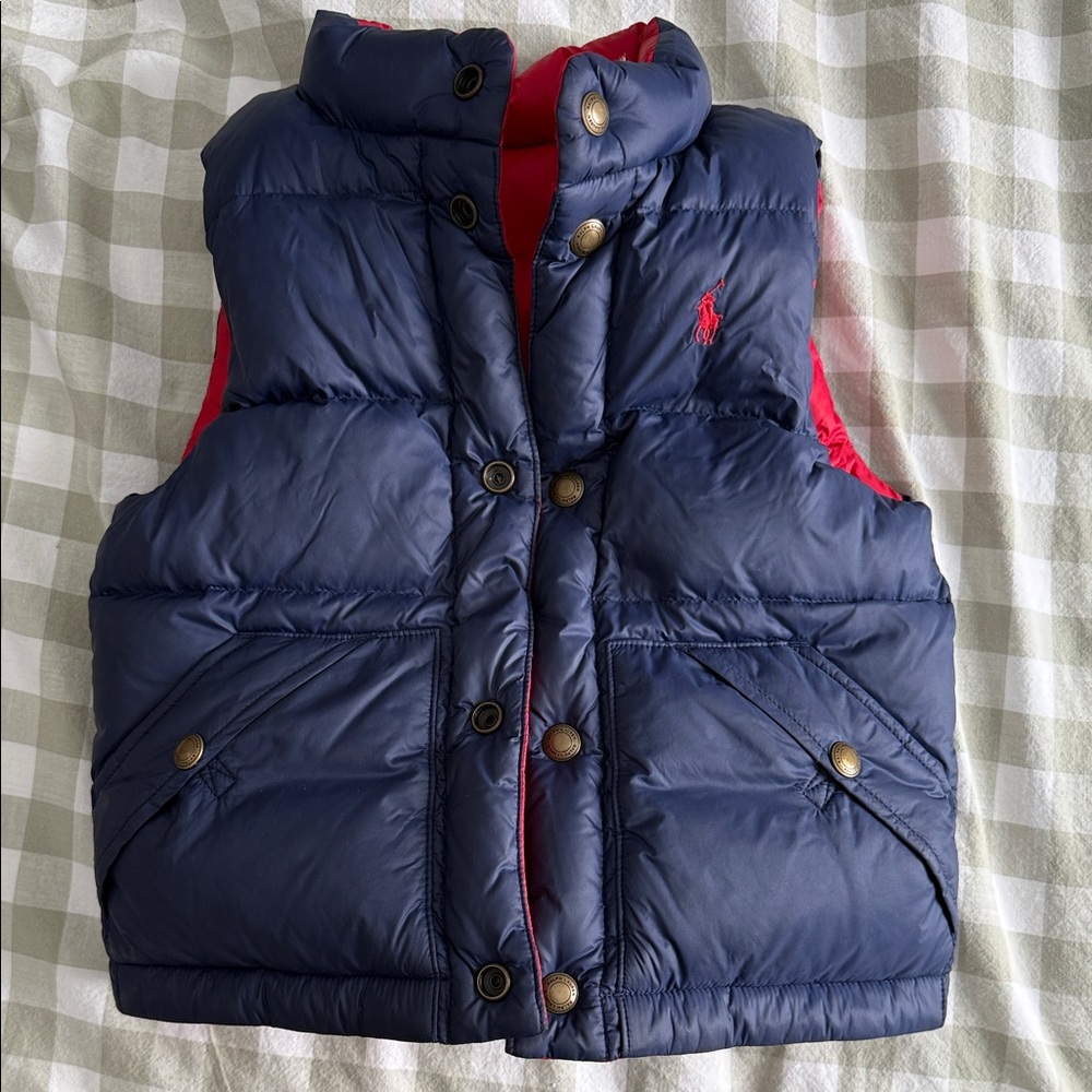 Polo Ralph Lauren kids double sided Blue/red down Vest size 4T